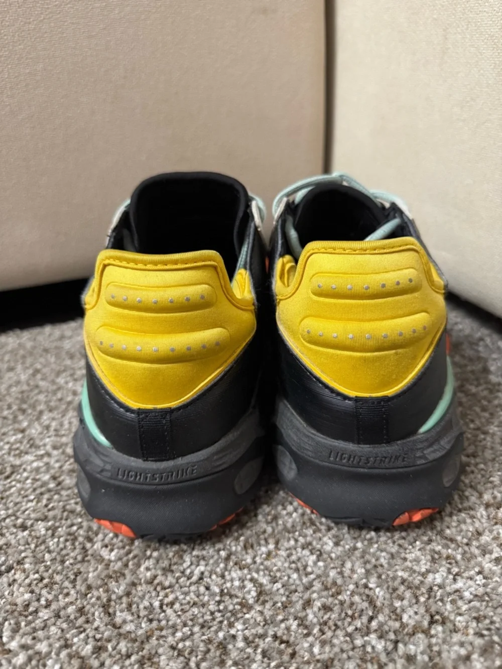 adidas Men's Black White Yellow Multi-Color Athletic Sneakers - Picture 3 of 4